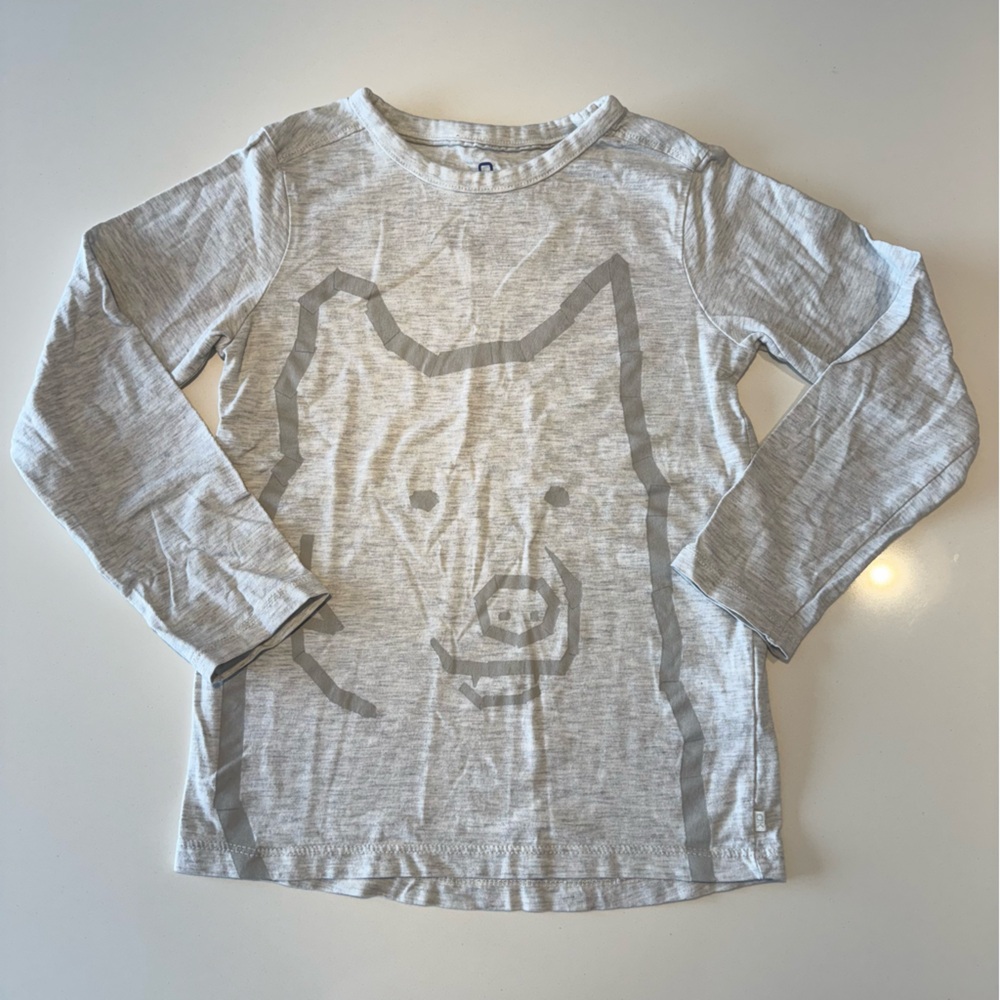 🛍️ 4 for 20$ / Okaidi Gray Long Sleeve Shirt with Wolf Design / 8